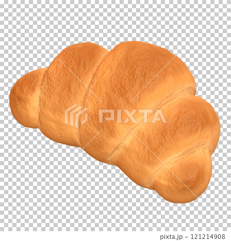 從上方對角線觀看羊角麵包的 3D 插圖 121214908