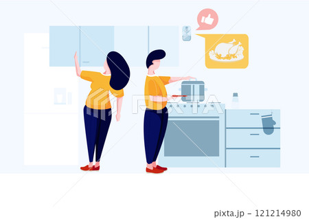 Smart Home Illustration concept. A flat illustration isolated on white background 121214980