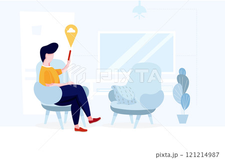 Smart Home Illustration concept. A flat illustration isolated on white background Smart Home Illustration concept. A flat illustration isolated on white background 121214987