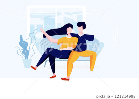 Smart Home Illustration concept. A flat illustration isolated on white background 121214988