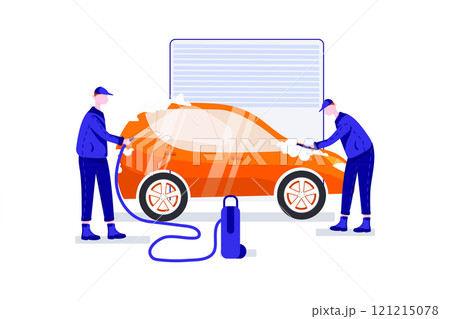 Car Wash Service Illustration concept. Flat illustration isolated on white background Car Wash Service Illustration concept. Flat illustration isolated on white background 121215078