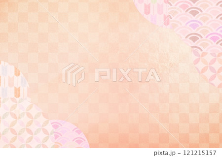 年賀状や雛祭りやお祝い 和柄のピンクの背景 121215157