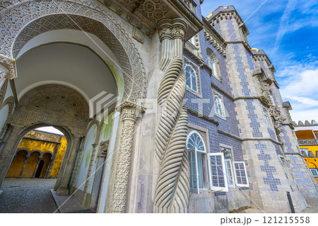 Ornate Entrance with Twisted Columns and Intricate Tilework. Pena Palace. Ornate Entrance with Twisted Columns and Intricate Tilework. Pena Palace. 121215558