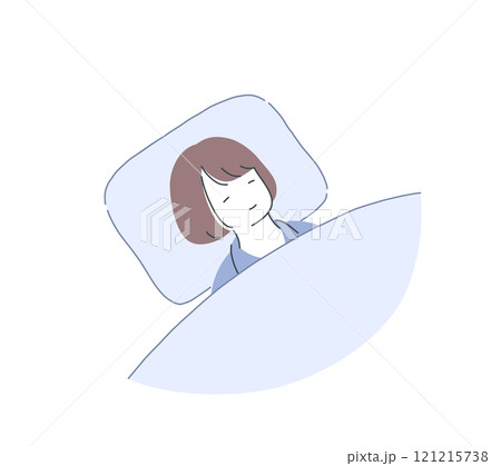 気持ちよく寝ている女性のイラスト素材 121215738