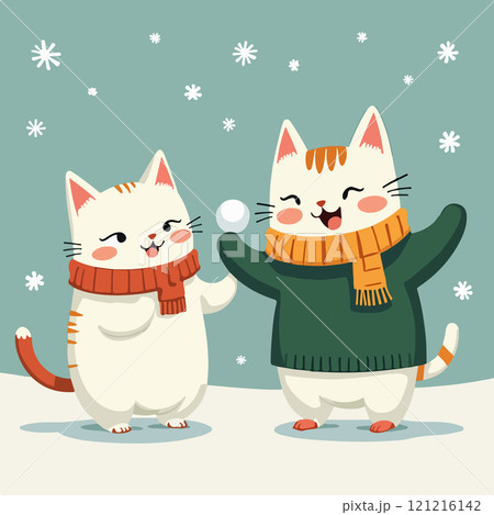 Cats Playing in the Snow 121216142