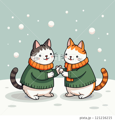 Cats Playing in the Snow 121216215