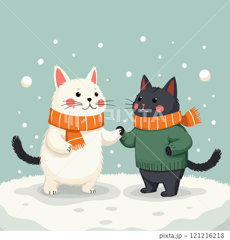 Cats Playing in the Snow 121216218