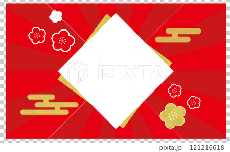 新年可愛紅白背景插畫素材 121216618