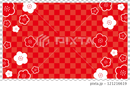 新年可愛紅白背景插畫素材 121216619