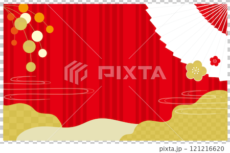 新年可愛紅白背景插畫素材 121216620