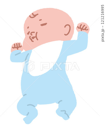 仰向けでスヤスヤ寝る赤ちゃん 121216995