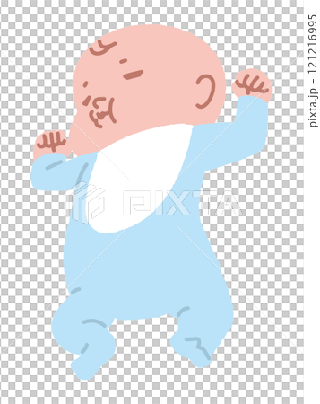 仰向けでスヤスヤ寝る赤ちゃん 121216995