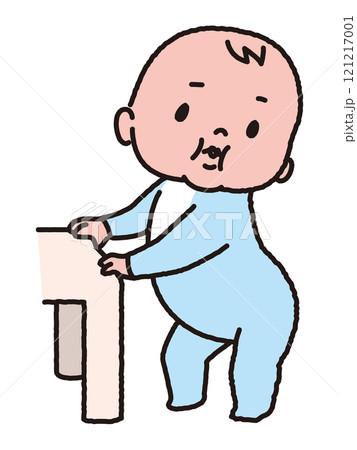 つかまり立ちドヤ顔の赤ちゃん 121217001