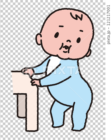 つかまり立ちドヤ顔の赤ちゃん 121217001