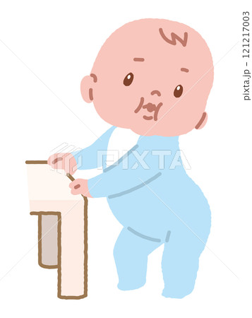 つかまり立ちドヤ顔の赤ちゃん 121217003
