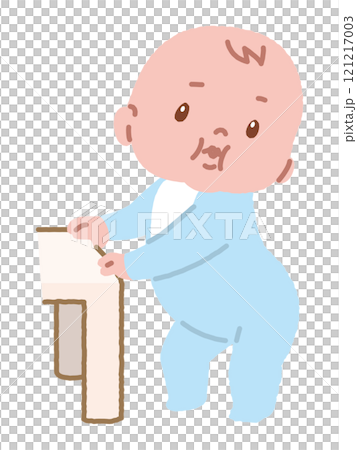 つかまり立ちドヤ顔の赤ちゃん 121217003