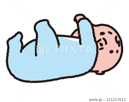 仰向けで振り向く赤ちゃん 121217013