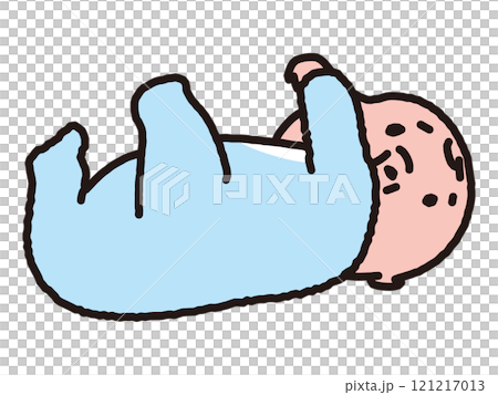 仰向けで振り向く赤ちゃん 121217013