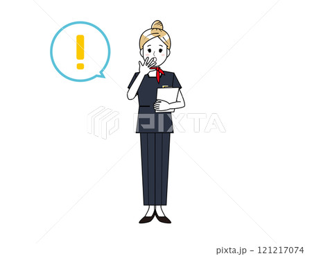 パンツスタイルで接客する女性のイラスト 美容アドバイススタッフ パンツスタイルで接客する女性のイラスト 美容アドバイススタッフ 121217074