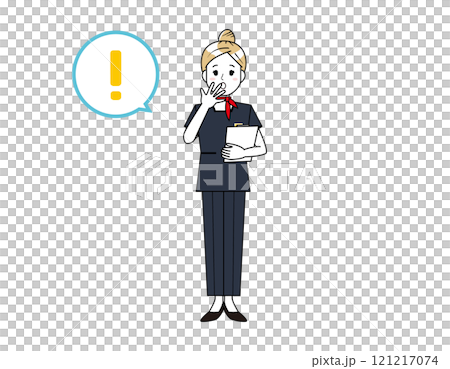 Illustration of a woman serving customers in pants style - Beauty advice staff 121217074