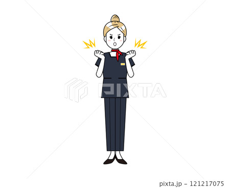 パンツスタイルで接客する女性のイラスト 美容アドバイススタッフ パンツスタイルで接客する女性のイラスト 美容アドバイススタッフ 121217075