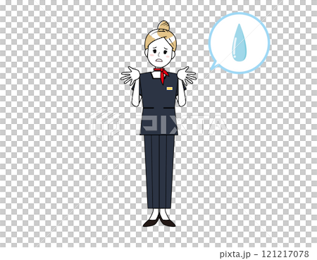 Illustration of a woman serving customers in pants style - Beauty advice staff 121217078