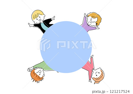 はしゃぐ子ども達　丸フレーム 121217524