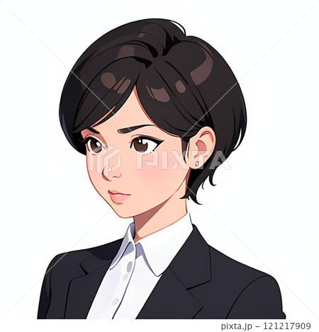 スーツ姿の黒髪の女性イラスト 121217909