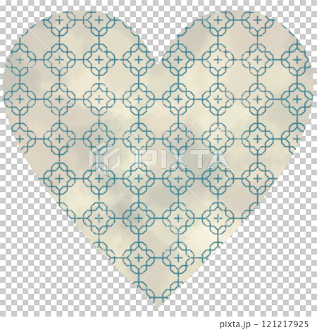 日式藍色圖案心形標記 121217925