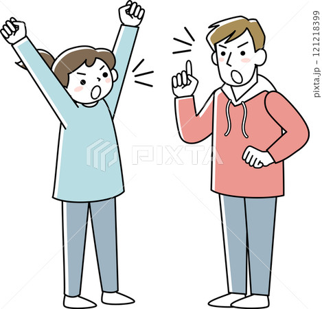 喧嘩をしている若い女性と男性 121218399