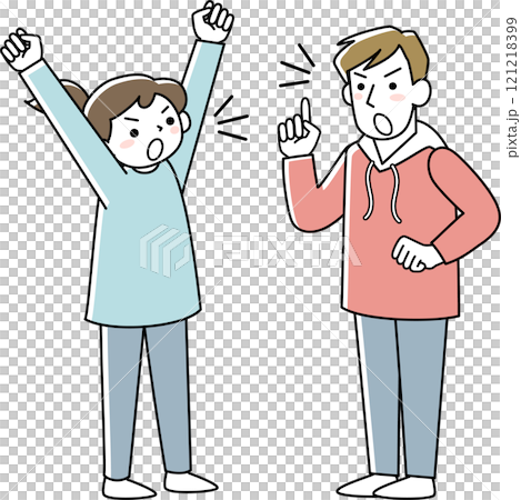 喧嘩をしている若い女性と男性 121218399