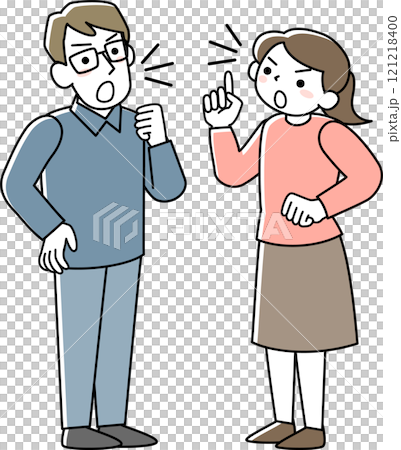 喧嘩をしている女性と男性 121218400