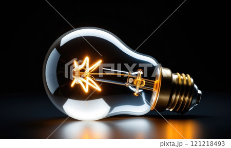 Glowing light bulb with dark background: innovation and energy concept 121218493