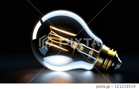 Illuminated light bulb on dark background concept of innovation and bright ideas Illuminated light bulb on dark background concept of innovation and bright ideas 121218514