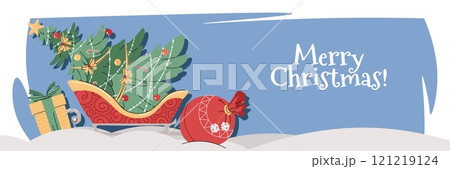 Christmas horizontal banner with Santa's...のイラスト素材 [121219124] - PIXTA