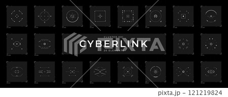 Cyberpunk futuristic HUD elements set. Cyberpunk futuristic HUD elements set. 121219824