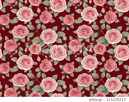 バラのシームレスパターン（ニュアンスカラー）　A-4' 121220313