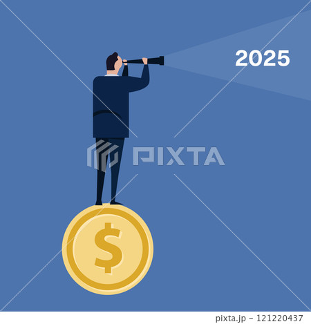 2025 leader navigate business person looking for future new year company leadership businessman looking through telescope money profit 121220437