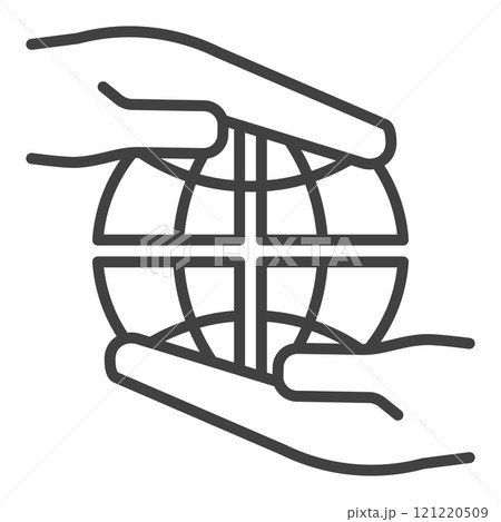 Earth Globe inside Hands vector Multipolarity icon or symbol in outline style 121220509