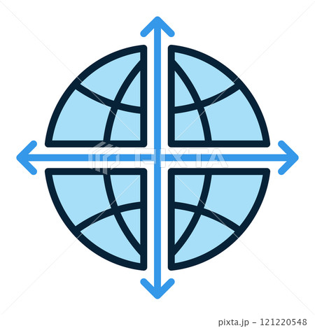 Multipolarity and International Relations vector blue icon or design element 121220548