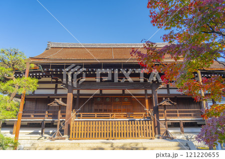 秋の京都　妙法院　紅葉に包まれた宸殿 121220655