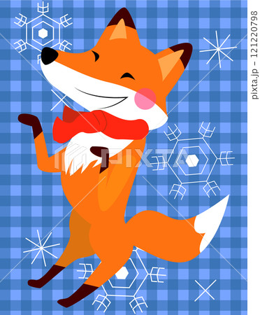 ポップなきつねのイラスト ポップなきつねのイラスト 121220798