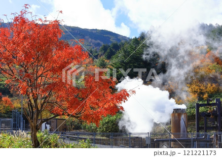 紅葉に染まる八幡平アスピーテライン　松尾八幡平地熱発電所　 121221173