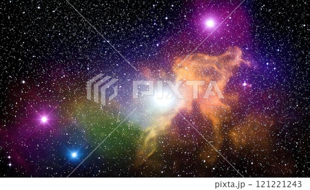 幻想的な宇宙の背景テクスチャ 星空 地球 AI生成素材	 121221243