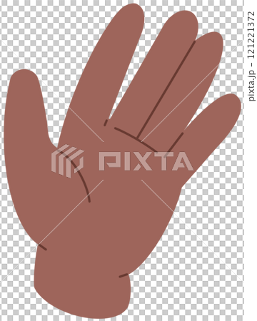 Open black palm icon. Hand gesture of welcome, greeting, say Hi, Goodbye. High five symbol. Sign of stop. Nonverbal communication, body language. Flat isolated vector illustration Open black palm icon. Hand gesture of welcome, greeting, say Hi, Goodbye. High five symbol. Sign of stop. Nonverbal communication, body language. Flat isolated vector illustration 121221372