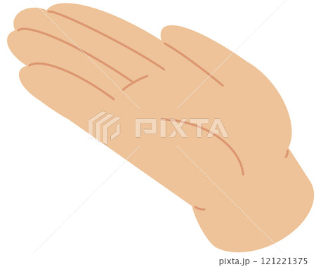 Open up palm, sign of ask to give charity. Gesture of outstretched hand to offer assistance, help. Nonverbal communication, body language. Flat isolated vector illustration 121221375