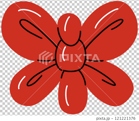 Balloon modelling for Birthday party decoration. Twisting childish inflatable toy of cute butterfly. Children rubber animal shape with helium. Kids event decor. Flat isolated vector illustration 121221376