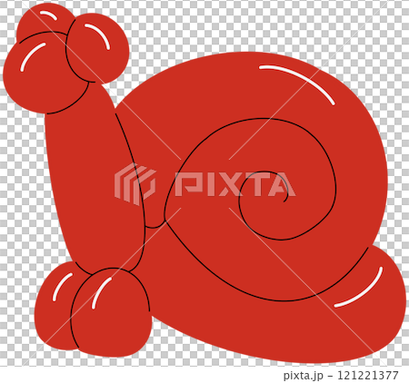 Balloon modelling or twisting. Birthday party decoration, decor with latex animal shape. Rubber toy of snail with helium. Childish inflatable figure for kids event. Flat isolated vector illustration 121221377