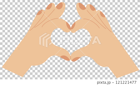 Two hands together, forming making heart shape from fingers. Showing love, like, romantic symbol, gesture. Affection, care, support concept. Flat vector illustration isolated Two hands together, forming making heart shape from fingers. Showing love, like, romantic symbol, gesture. Affection, care, support concept. Flat vector illustration isolated 121221477