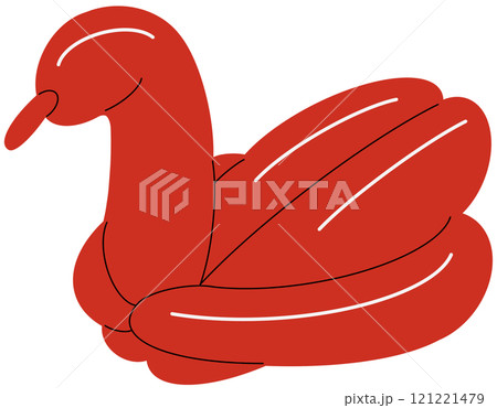 Balloon modelling. Twisting kids toy from rubber and helium. Cute inflatable animal shape from clown. Childish figure of swan, bird. Birthday party decoration. Flat isolated vector illustration	 121221479
